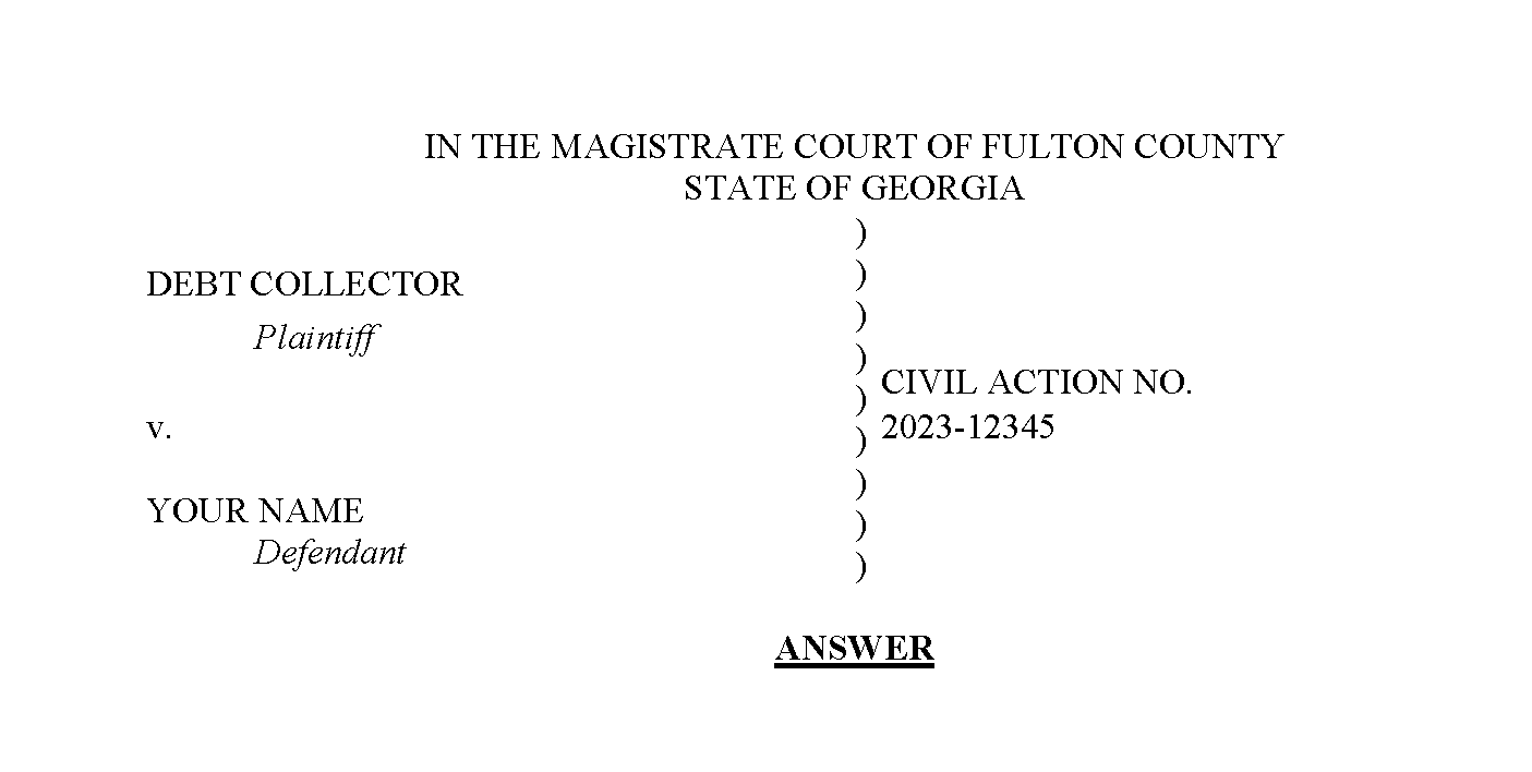 How do I file an Answer to a debt collection lawsuit in